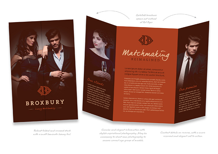Broxbury luxury matchmaking brochure design