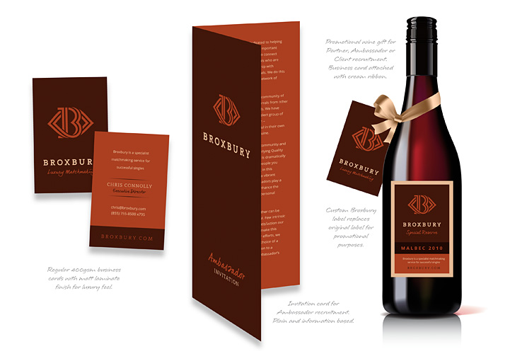 Broxbury luxury matchmaking packaging design