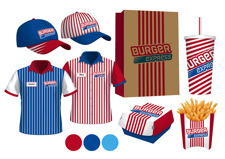 Burger Express brand design applications