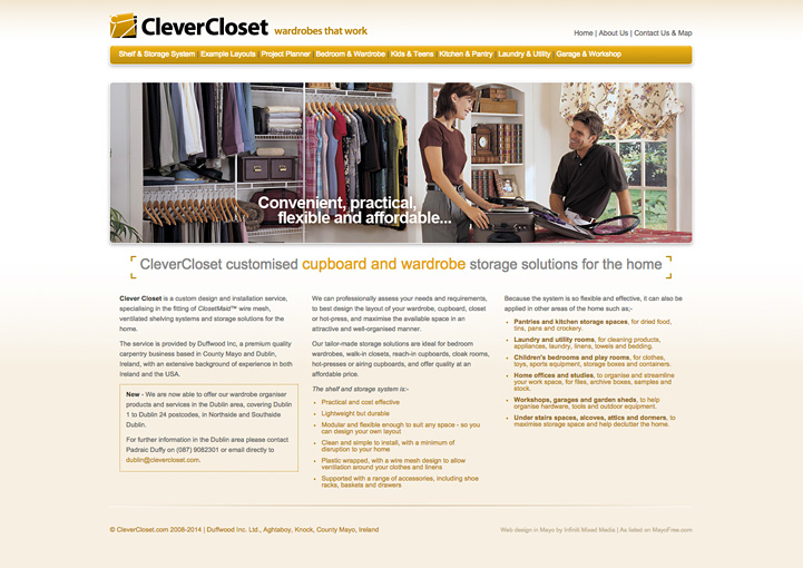CleverCloset website design 1