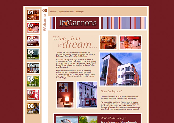 JJ Gannons Hotel website design 1
