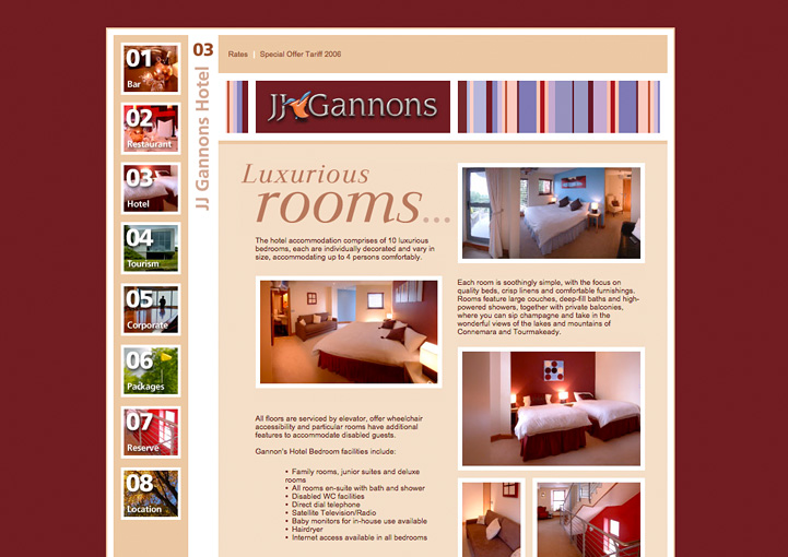 JJ Gannons Hotel website design 4