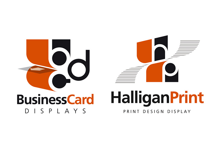 Business Card Displays logo design and Halligan Print logo design