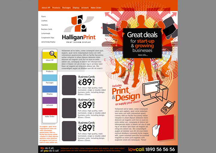 Halligan Print web page design