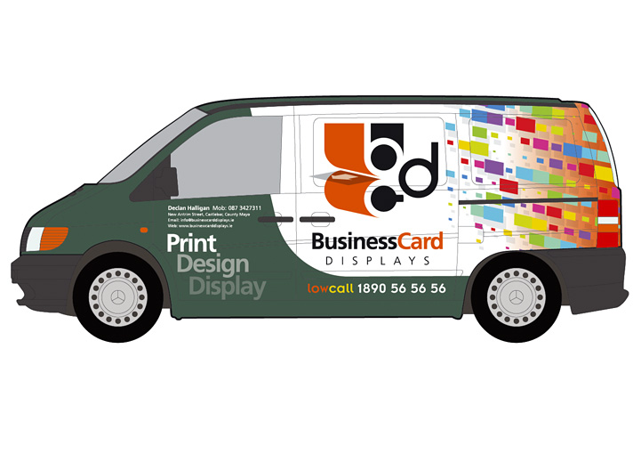 Business Card Displays van wrap design right
