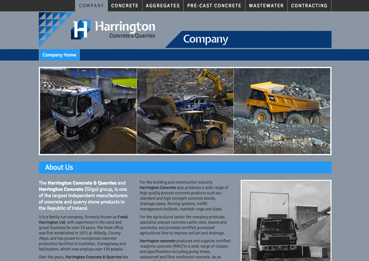 Harrington Concrete website design 1