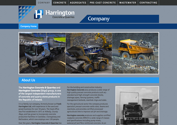 Harrington Concrete Web Site Design Kilkelly