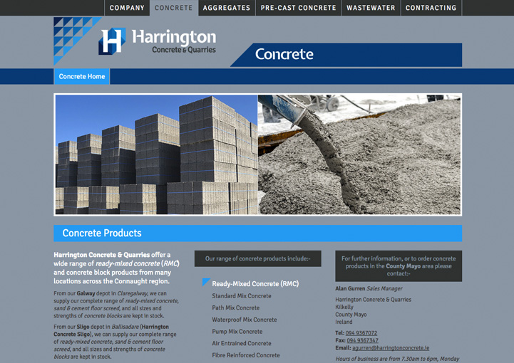 Harrington Concrete web design 2