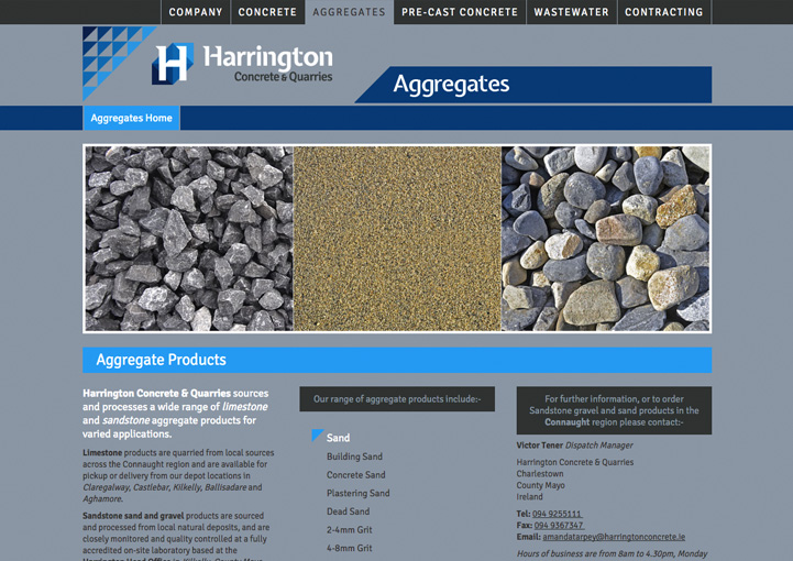 Harrington Concrete web site design 3