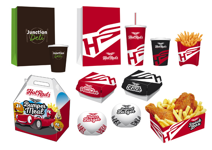 HotRods Fast Food brand design applications