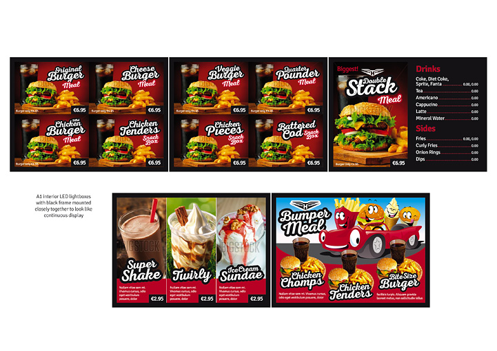 HotRods Fast Food menu board designs
