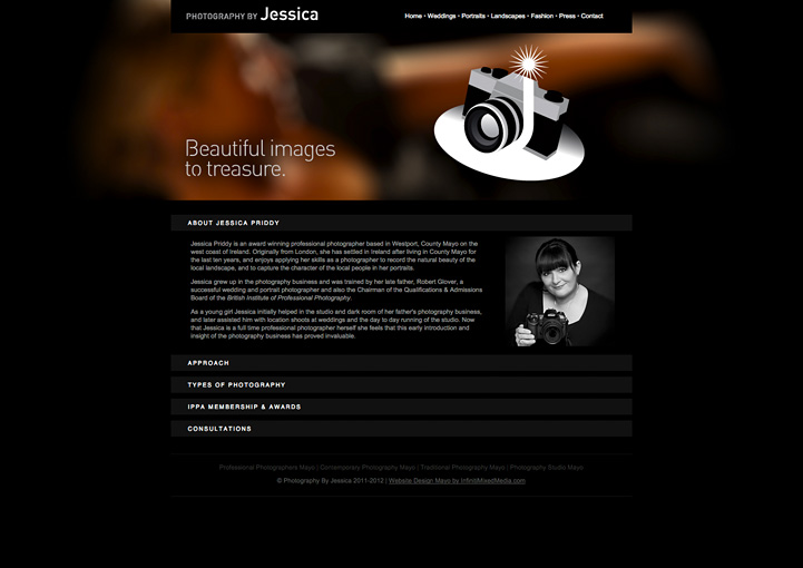 Photography By Jessica website design 1