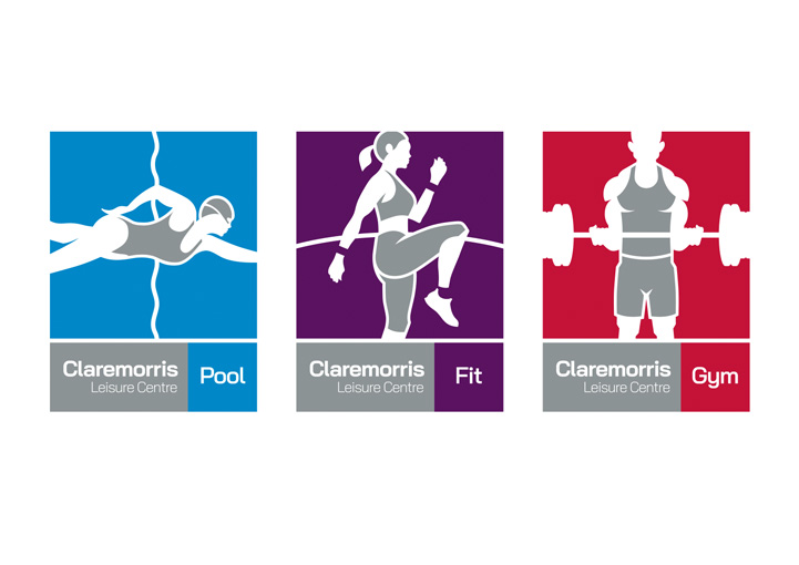 Claremorris Leisure Centre separate logo designs