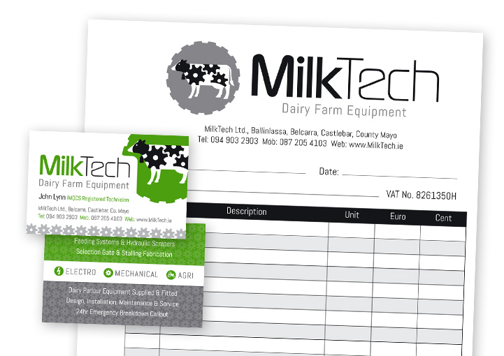 MilkTech busines card and invoice design