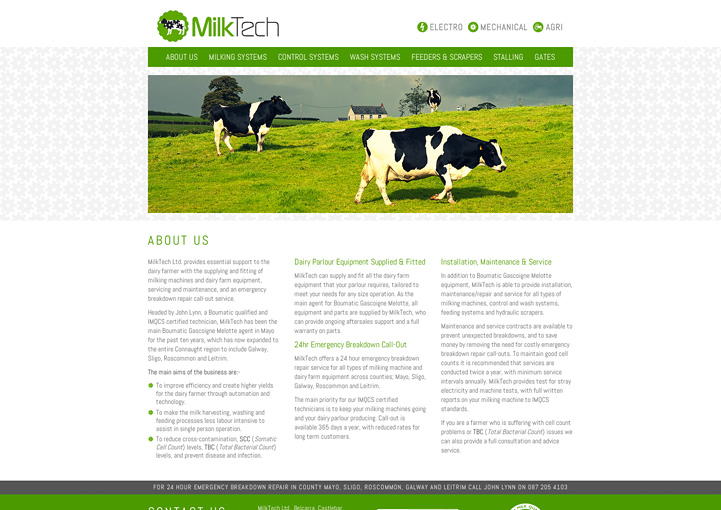 MilkTech website design