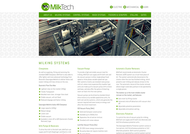 MilkTech web design