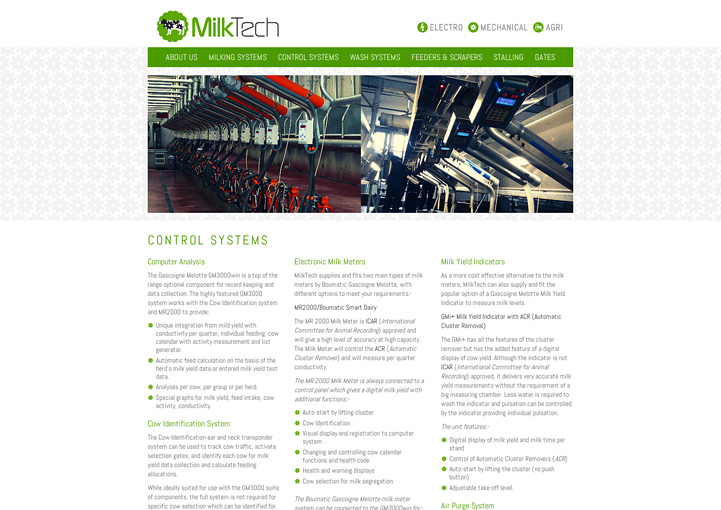 MilkTech web page design