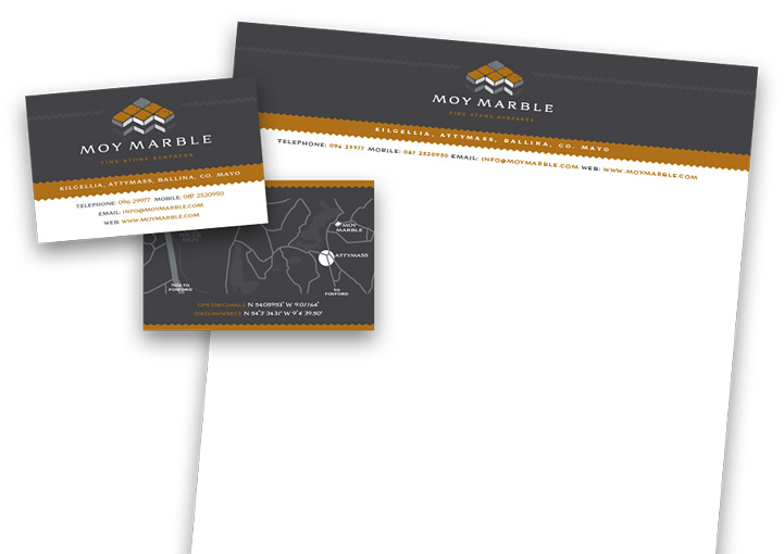 Moy Marble business card and letterhead design