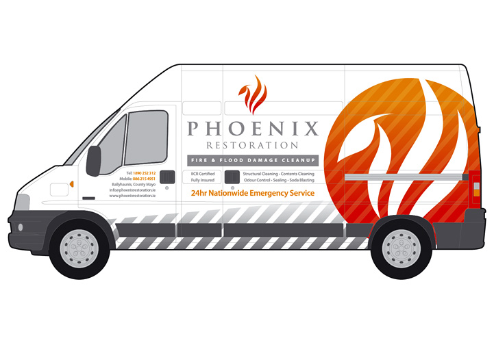 Phoenix Restoration vehicle graphics design