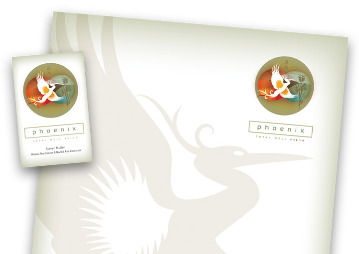 Phoenix Total Well-Being business card and letterhead design