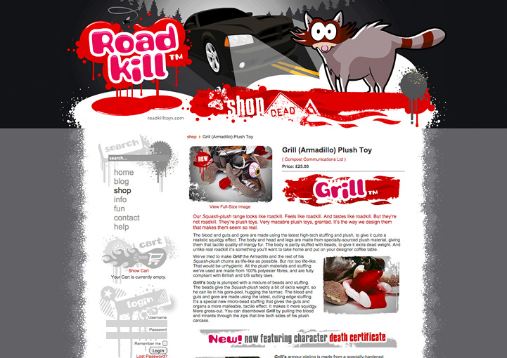Roadkill Toys web design