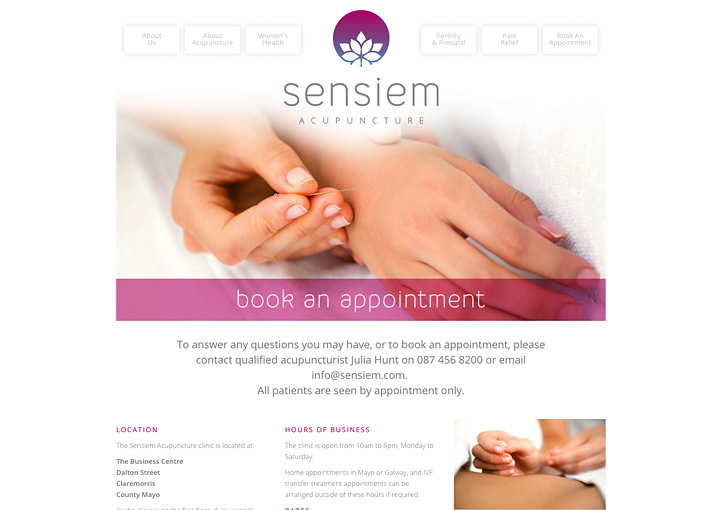 Sensiem Acupuncture web design