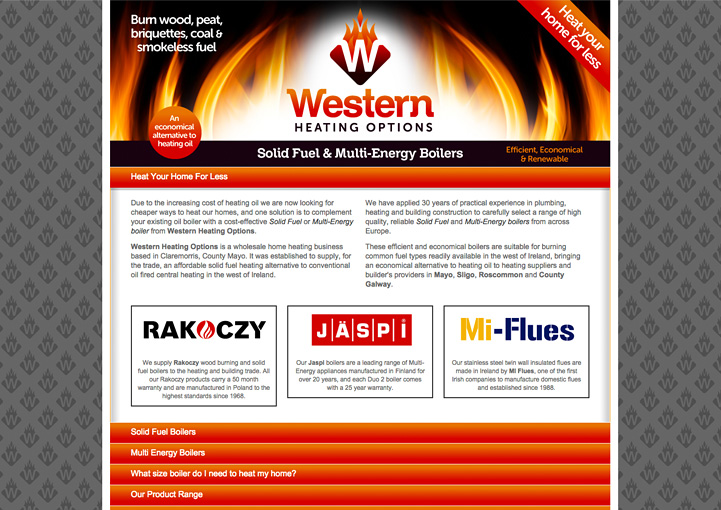 Western Heating Options web page design