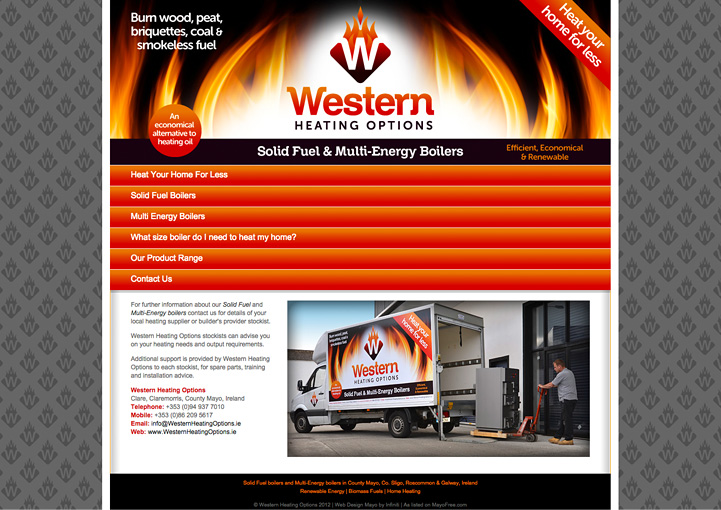 Western Heating Options Web Site Design Knock