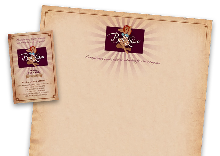 Bella Lusso letterhead and business card design
