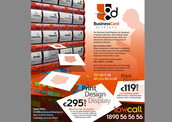 Business Card Displays web page design