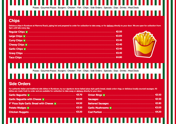 Mamma Rosa's Pizzeria website design 3