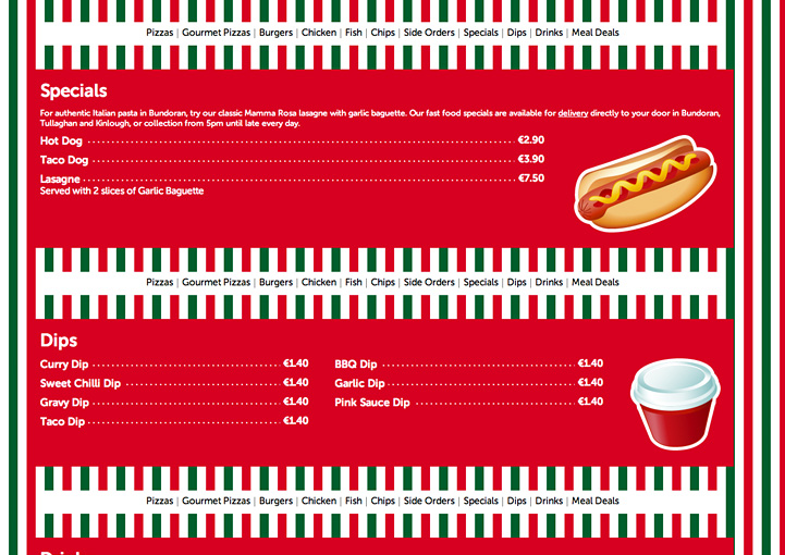 Mamma Rosa's Pizzeria web design 4