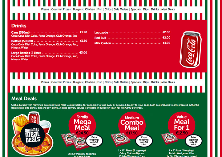 Mamma Rosa's Pizzeria web page design 5