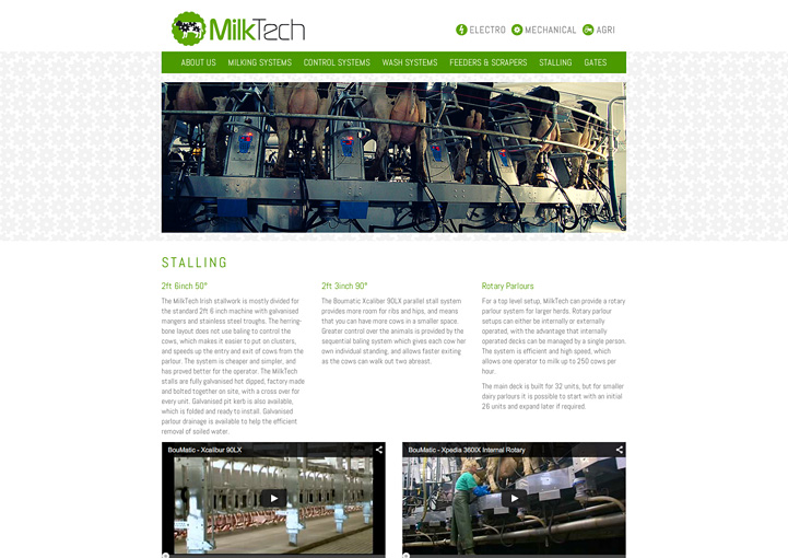 MilkTech web page design