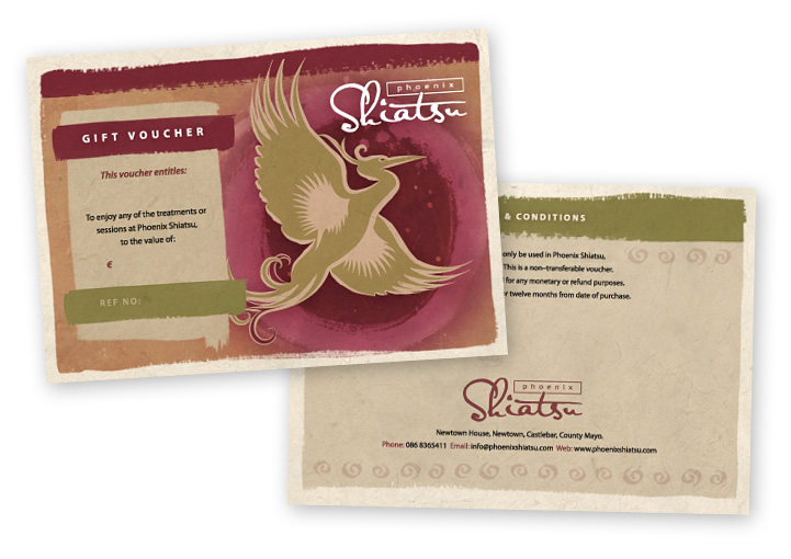 Phoenix Shiatsu gift voucher design