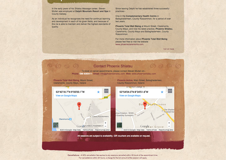 Phoenix Shiatsu web design 3