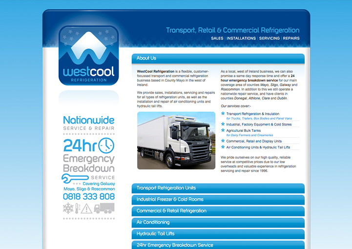 Westcool Refrigeration web design